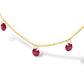 18K Yellow Gold Necklace 1 1/3 Cttw Dangling Red Ruby Drop 18" Chain Collar