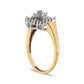 10K Yellow Gold 1/4 Cttw Round and Baguette cut Diamond Heart Shape Ballerina Ring (H-I Color, I1-I2 Clarity)-2