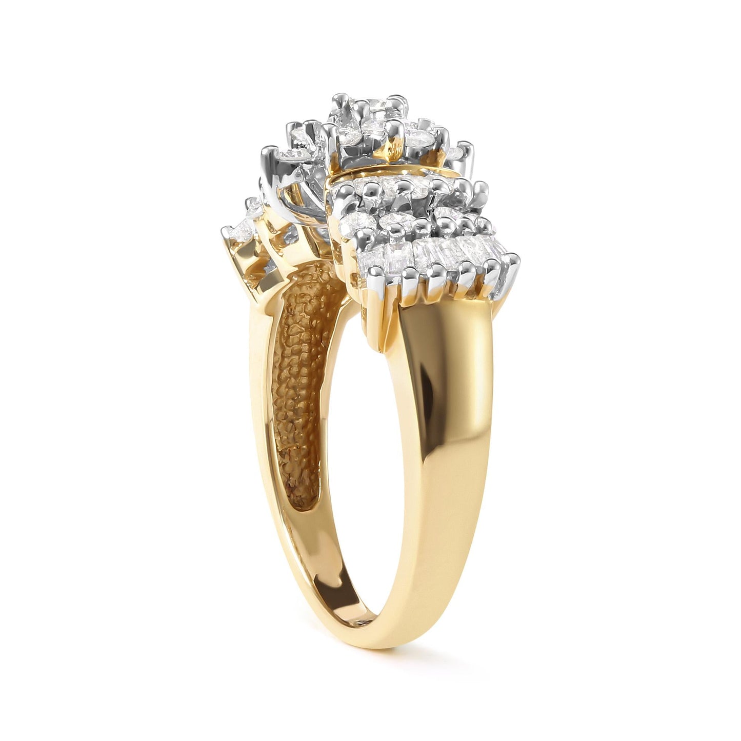 10K Yellow Gold 1.00 Cttw Diamond Starburst Ring Band (H-I Color, I1-I2 Clarity)-2