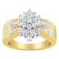 10K Yellow Gold 1.0 Cttw Marquise Composite Diamond Cluster Cocktail Ring (H-I Color, SI2-I1 Clarity)-2