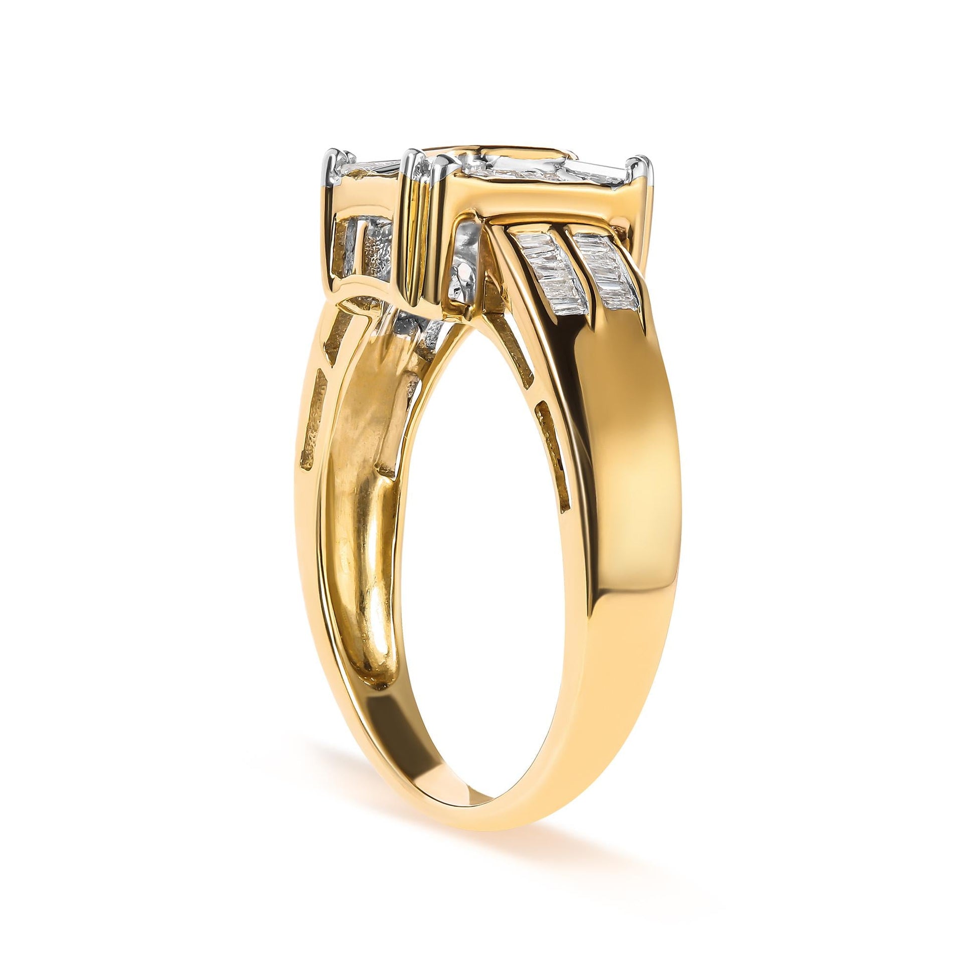 10K Yellow Gold 1/2 Cttw Diamond Composite and Halo Ring (H-I Color, SI1-SI2 Clarity)-2