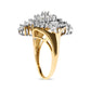 10K Yellow Gold 1 Cttw Round and Baguette cut Diamond Cluster and Rhombus Halo Ring (H-I Color, I1-I2 Clarity)-2