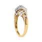 10K Yellow Gold 1/2 Cttw Diamond Pear Shaped Head and Multi Row Channel Set  Shank Ring (H-I Color, SI2-I1 Clarity)