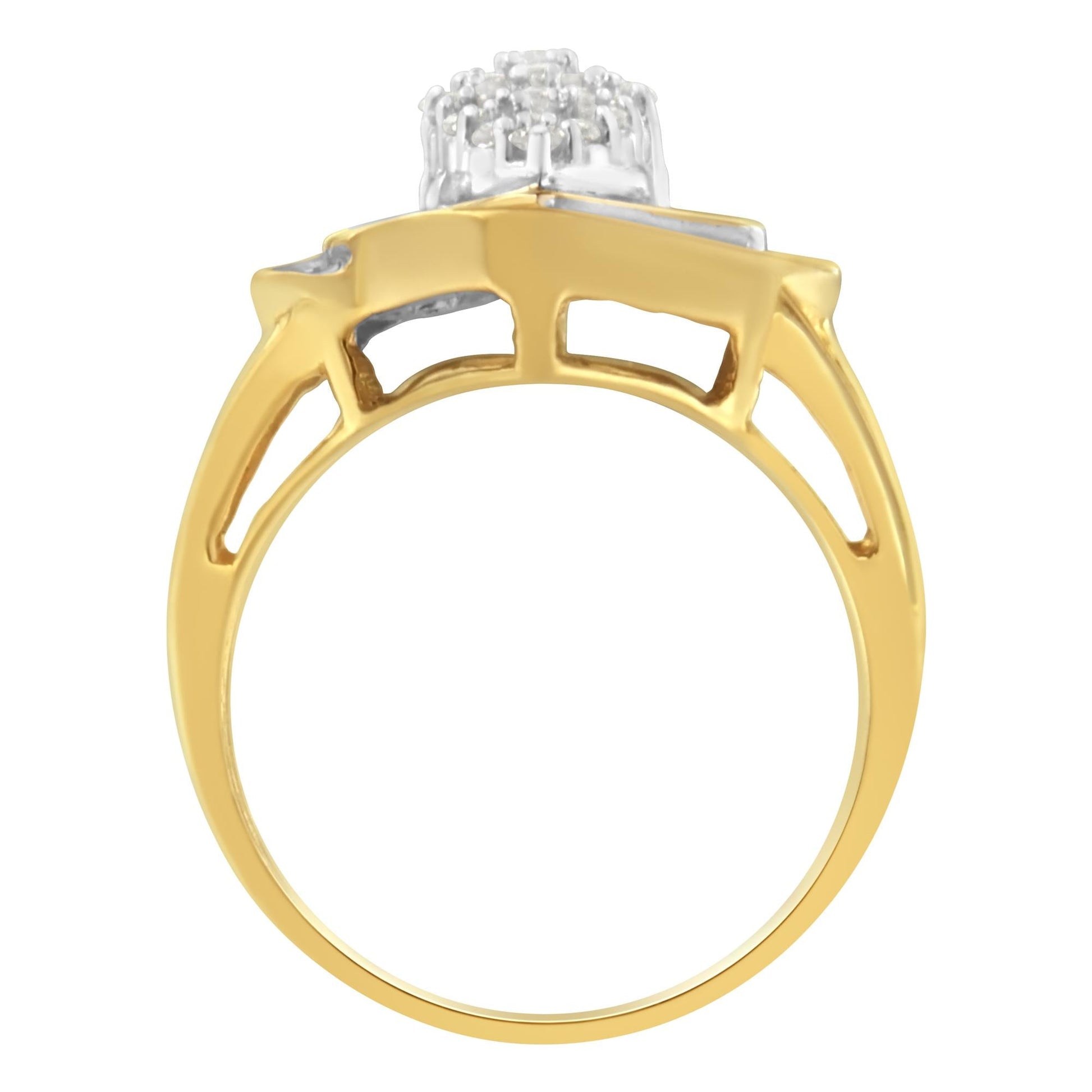 10K Yellow Gold Diamond Cluster Ring (3/4 Cttw, J-K Color, I2-I3 Clarity)-2