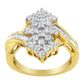 10K Yellow Gold Round And Baguette Cut Diamond Cluster Ring (1 1/10 Cttw, H-I Color, SI2-I1 Clarity)-2