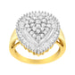 10K Yellow Gold 1.0 Cttw Round and Baguette Cut Diamond Oval Shaped Cluster Ring (I-J Color, I1-I2 Clarity)-2