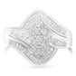 .925 Sterling Silver 1.0 Cttw Round & Baguette Cut Diamond Bypass Faux-Wrap Cluster Engagement or Cocktail Ring (I-J Color, I2-I3 Clarity)