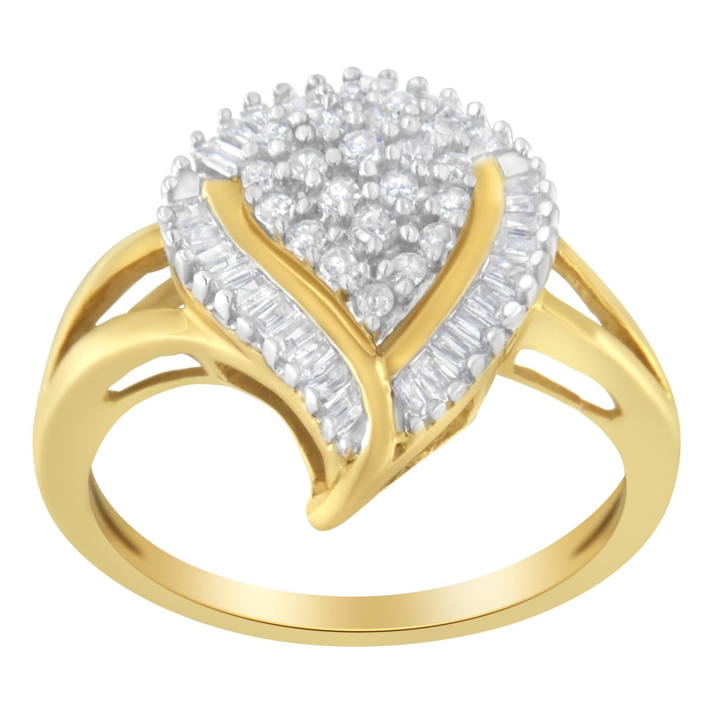 10K Yellow Gold Diamond Cluster Ring (1/2 Cttw, I-J Color, I1-I2 Clarity)-2