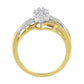 10K Yellow and White Gold 1/2 Cttw Diamond Marquise Shaped Cluster Split Shank Ring (H-I Color, SI2-I1 Clarity)-2