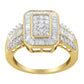 10K Yellow Gold Round and Baguette-Cut Diamond Cluster Ring (1.0 Cttw, I-J Color, SI1-SI2 Clarity)-2