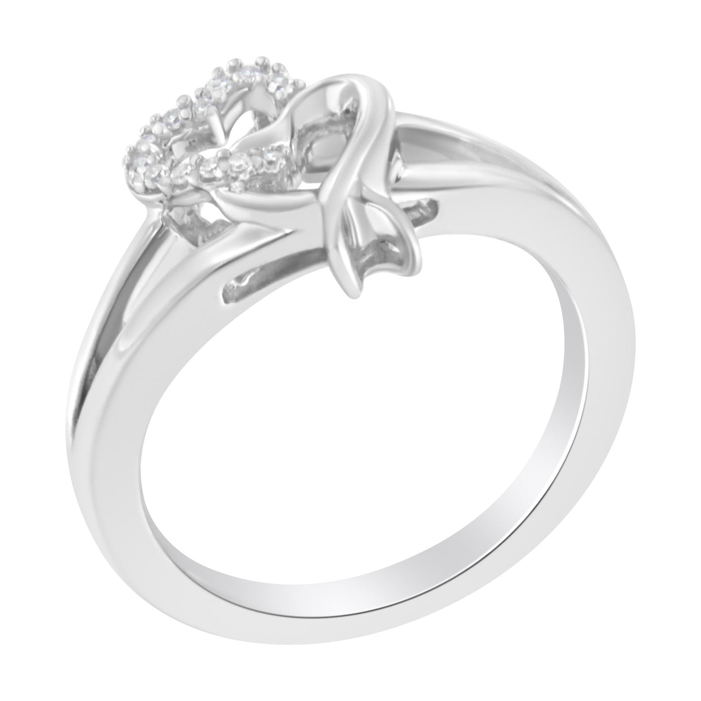 .925 Sterling Silver Diamond Heart Accent Ring (1/20 Cttw, H-I Color, I1-I2 Clarity).50-2