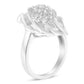 .925 Sterling Silver ¾ Cttw Round and Baguette Cut Diamond Stair-Stepped Cluster Waterfall Cocktail Ring (I-J Color, I2-I3 Clarity)-2