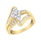 10K Yellow Gold 1/2 cttw Diamond Cluster Cocktail Ring (J-K Clarity, I1-I2 Color)-2