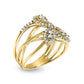 10K Yellow Gold 1/2 Cttw Diamond Crossover 3 Leaf Floral Cocktail Ring Band (H-I Color, SI1-SI2 Clarity)-2