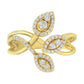 10K Yellow Gold 1/2 Cttw Round-Cut Diamond Layered Crossover Triple Leaf Bypass Ring (I-J Color, I1-I2 Clarity)-2