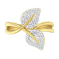 10K Yellow Gold 3/8 Cttw Round and Baguette-Cut Diamond Leaf Cocktail Ring (I-J Color, I1-I2 Clarity)-2