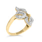 18K Yellow Gold Plated .925 Sterling Silver 1/2 Cttw Baguette and Round Diamond Bypass Triple Leaf Ring (I-J Color, I1-I2 Clarity)-2