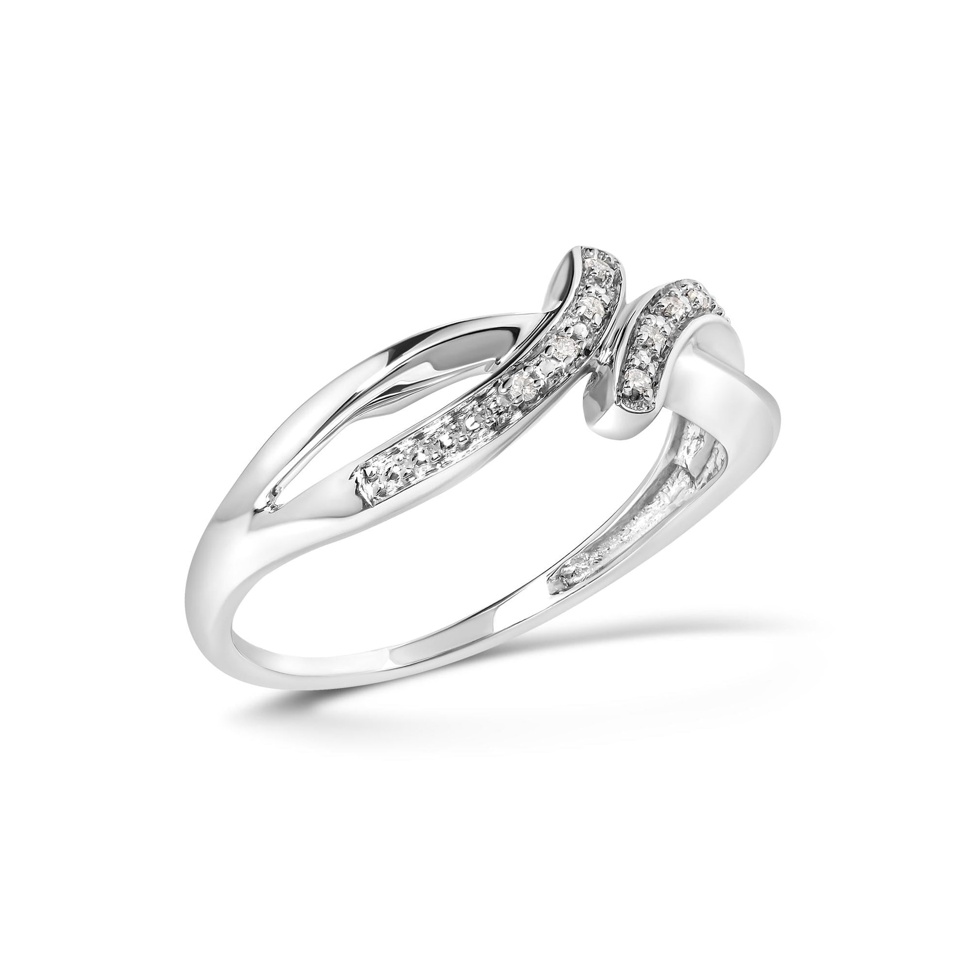 925 Sterling Silver Diamond Accent Bypass and Split Shank Band Ring (I-J Color, I2-I3 Clarity)-2