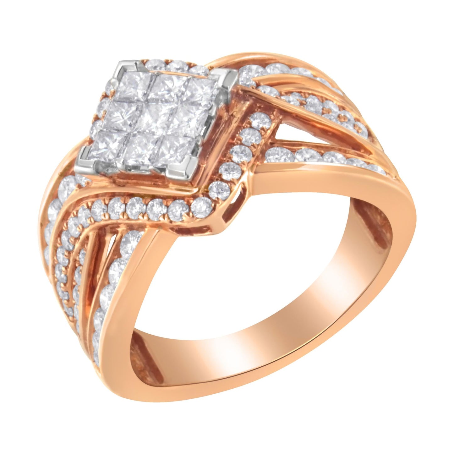 Two-Tone 10KT Gold Diamond Bypass Cocktail Ring (1 1/2 cttw, H-I Color, I1-I2 Clarity)-2