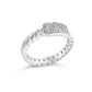 .925 Sterling Silver 1/5 Cttw Diamond ID and Cuban Link Band Ring (I-J Color, I2-I3 Clarity)