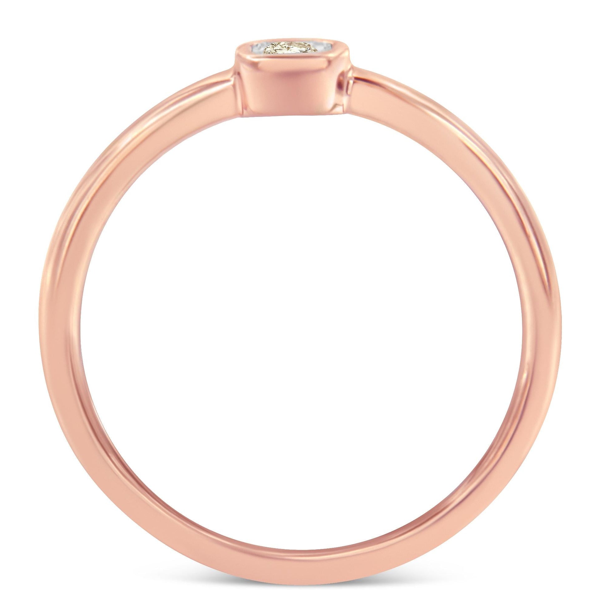 14K Rose Gold Plated .925 Sterling Silver 1/20 Carat Diamond Square Cushion-Shaped Miracle Set Petite Fashion Promise Ring (J-K Color, I1-I2 Clarity)-2