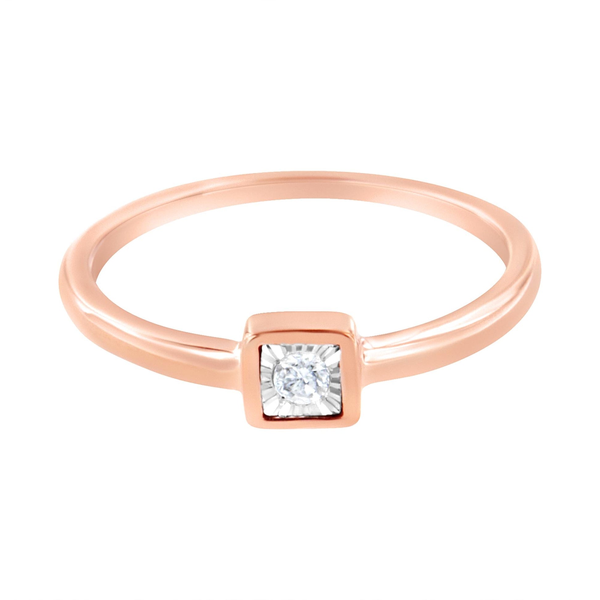 14K Rose Gold Plated .925 Sterling Silver 1/20 cttw Miracle Set Diamond Promise Ring (J-K Color, I1-I2 Clarity)-2