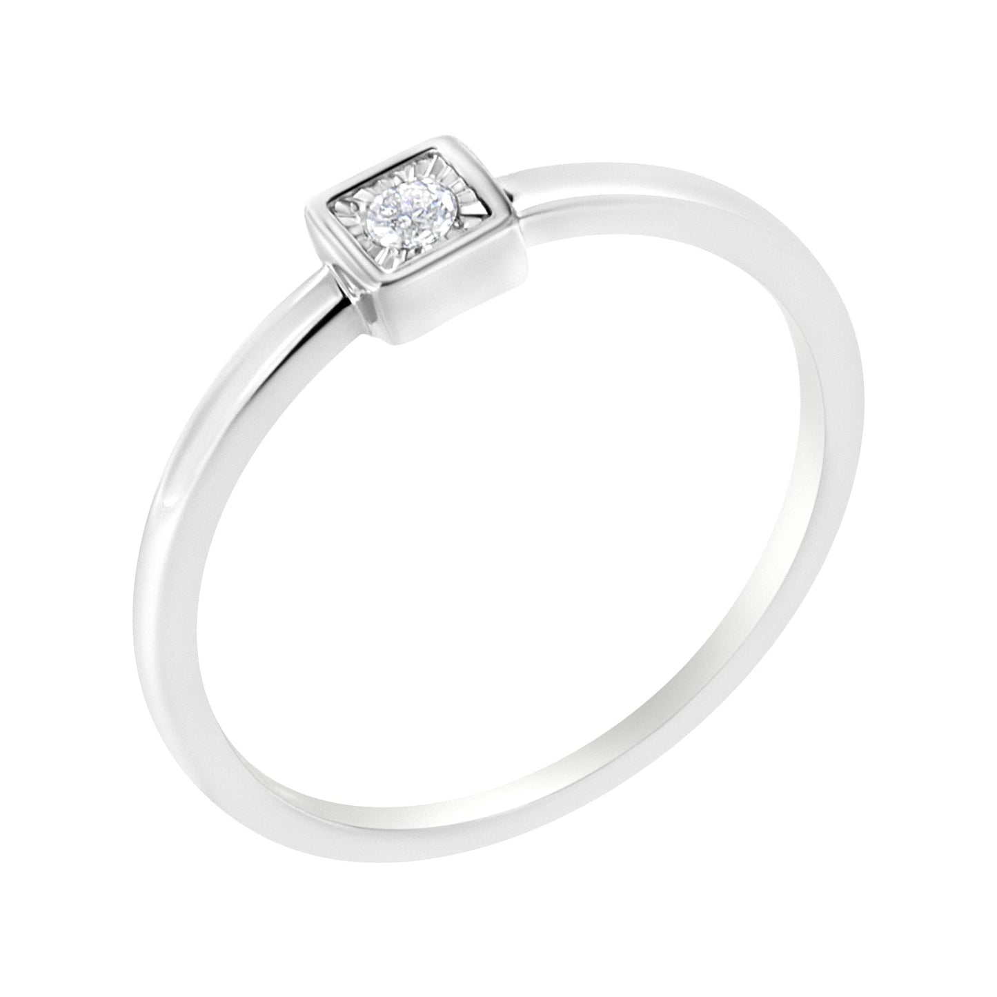 .925 Sterling Silver Miracle-Set Diamond Accent Cushion Shaped Promise Ring (J-K Color, I1-I2 Clarity)-2