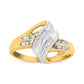 10K Yellow and White Gold 1/10 Cttw Baguette and Round-Cut Diamond Bypass Ring (I2 Color, H-I Clarity)-2