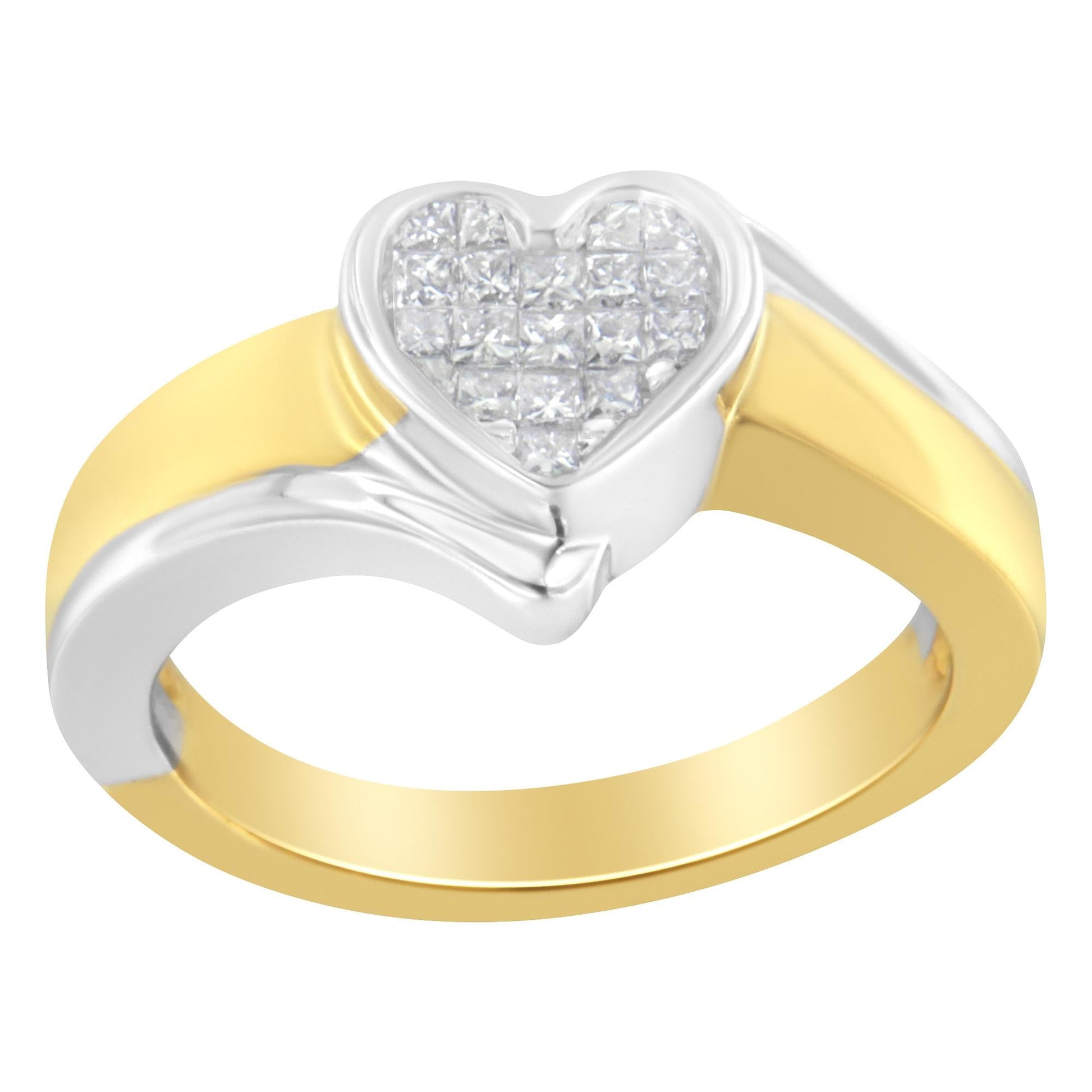 14K Two-Toned Gold Princess-Cut Diamond Heart Promise Ring (1/4 Cttw, H-I Color, I1-I2 Clarity)-2