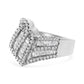 14K White Gold 1-1/2 Cttw Round and Baguette Diamond Bypass Cocktail Ring Band (H-I Color, SI1-SI2 Clarity)-2