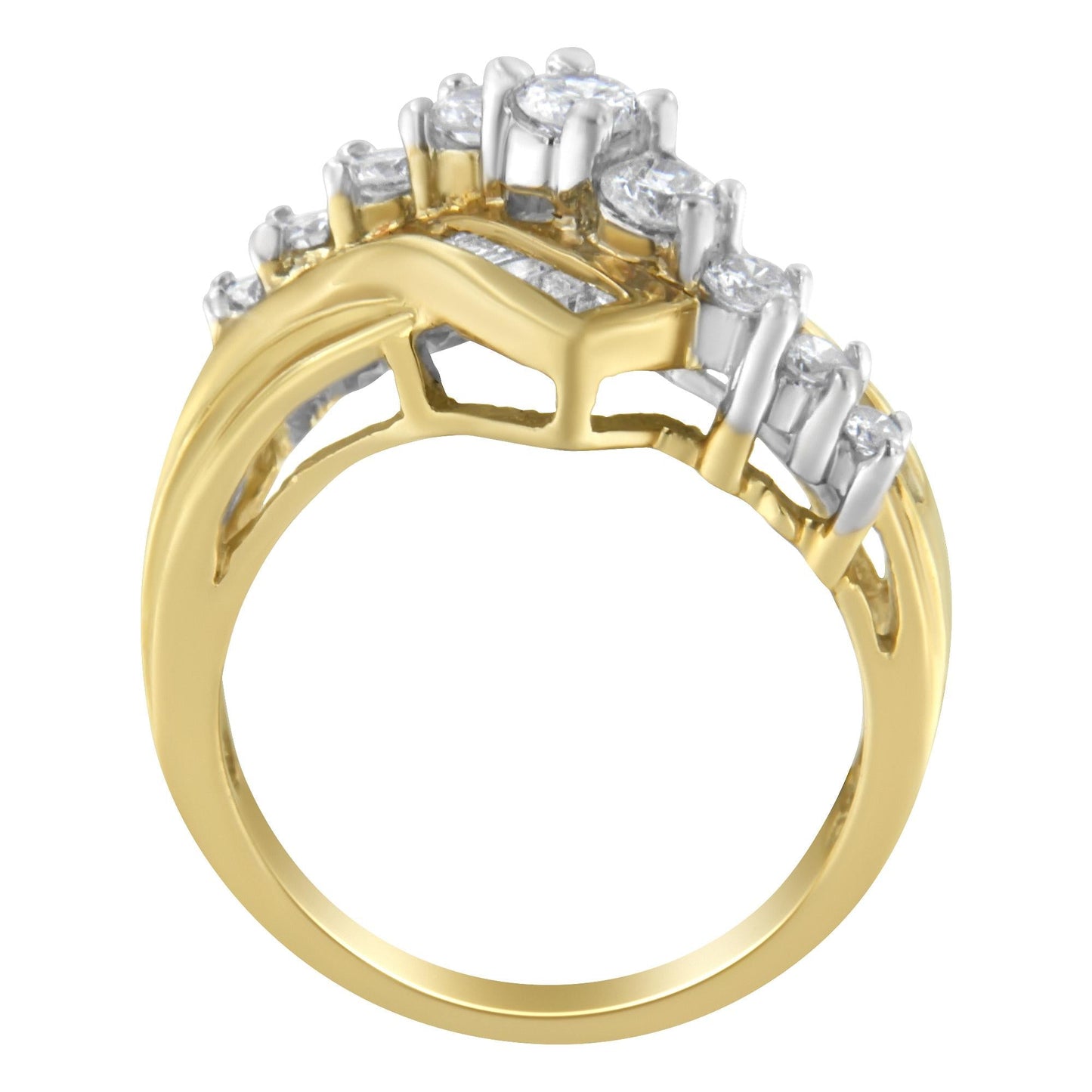 10K Two-Toned Diamond Bypass Ring (1 Cttw, H-I Color, SI2-I1 Clarity)-2