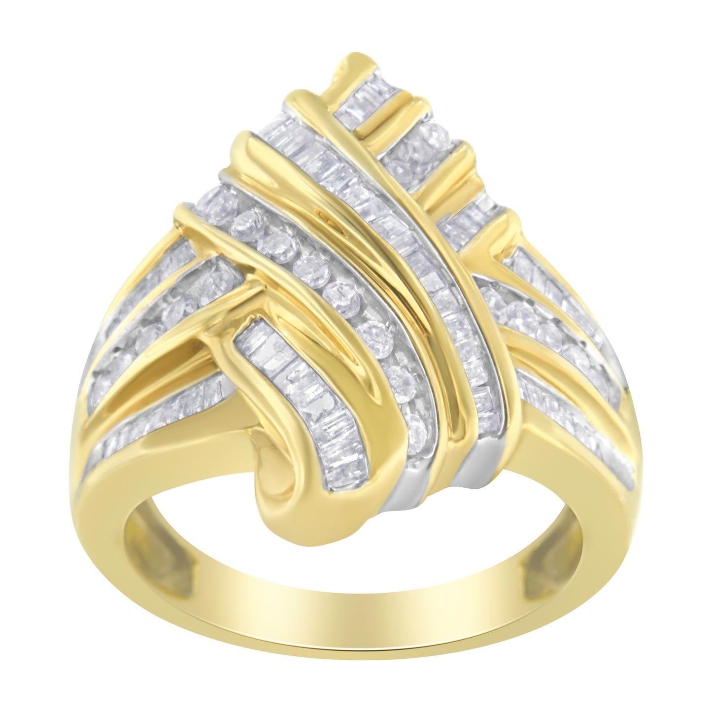 10K Yellow Gold Diamond Bypass Ring (1.0 cttw, H-I Color, I2-I3 Clarity)-2