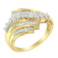 10K Yellow Gold Round and Baguette Diamond-Cut Ring (1/2 Cttw, I-J Color, I1-I2 Clarity)-2