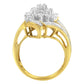 10K Yellow Gold Round and Baguette Diamond Swirl Ring (2.0 Cttw, J-K Color, I2 Clarity)-2