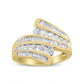 10K Yellow Gold 1 Cttw Round and Baguette-Cut Diamond Multi Row Bypass Ring Band (H-I Color, I1-I2 Clarity)-2