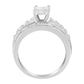 14K White Gold 1.0 Cttw Mixed-Cut Diamond Rectangle Invisible-Set Composite Cluster Ring with Bar- and Channel-Set Band (H-I Color, SI2-I1 Clarity)-2