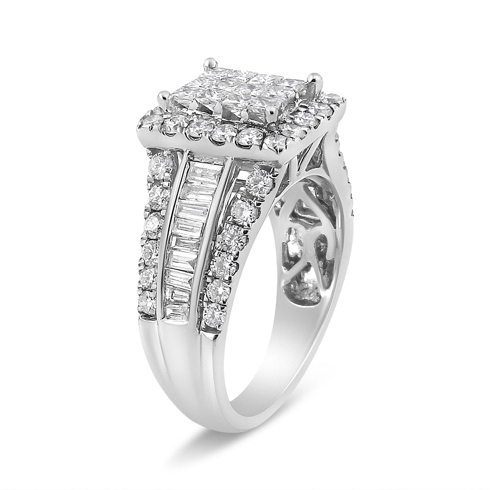 14K White Gold 2.00 Cttw Composite Head with Halo and Side Stones Diamond Ring (H-I Color, SI1-SI2 Clarity)-2