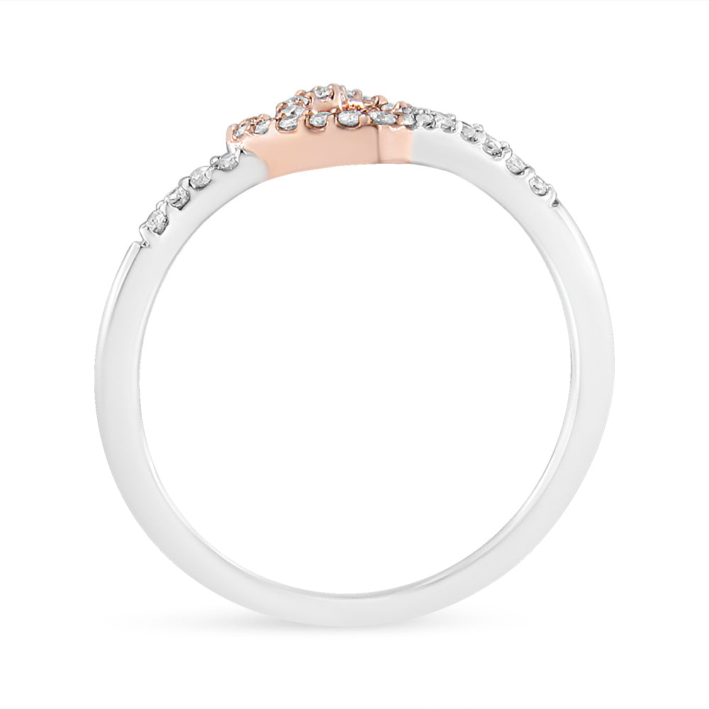 14K Rose Gold Plated and White .925 Sterling Silver 1/5 Cttw Round-Cut Diamond Open Heart Promise Ring (I-J Color, I2-I3 Clarity)-2