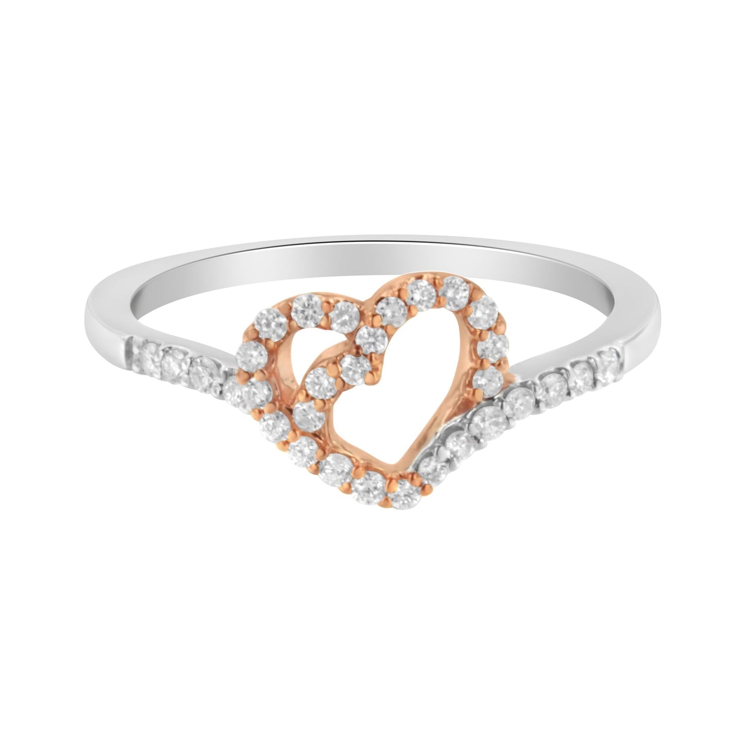 10K Two Toned Gold Diamond Heart Cocktail Ring (1/5 Cttw, H-I Color, I1-I2 Clarity)-2