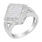 .925 Sterling Silver 2/5 Cttw Princess Cut Diamond Square On Point Cluster Composite Cocktail Ring (H-I Color, SI1-SI2 Clarity)-2