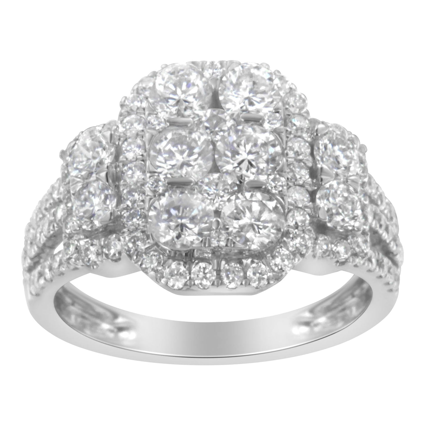 14K White Gold 2 1/4 Cttw Diamond Cocktail Cluster Ring (G-H Color, SI2-I1 Clarity)-2