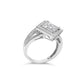 .925 Sterling Silver 1/3 Cttw Invisible Set Princess-Cut Diamond Rhombus and Beaded Halo Ring (H-I Color, SI1-SI2 Clarity)-2