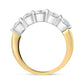 14K White and Yellow Gold 1 1/2 Cttw 2 Prong Cup Set Round-Cut Diamond 5 Stone Ring Band (H-I Color, SI2-I1 Clarity)-2