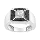 .925 Sterling Silver 3/8 Cttw Composite Enhanced Black and White Diamond Men's Band Ring (H-I, I2-I3)-2