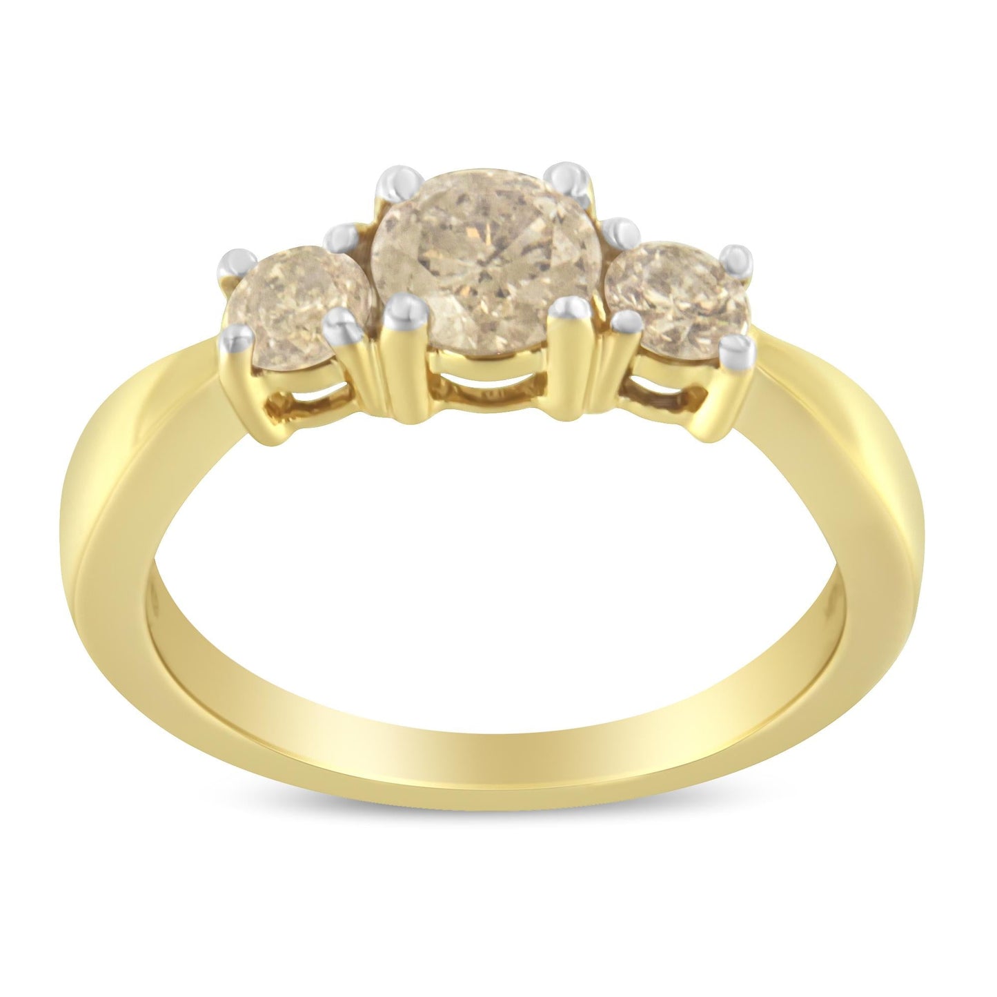 10K Yellow Gold Three Stone Diamond Band Ring (1.00 cttw, J-K Color, I2-I3 Clarity)-2