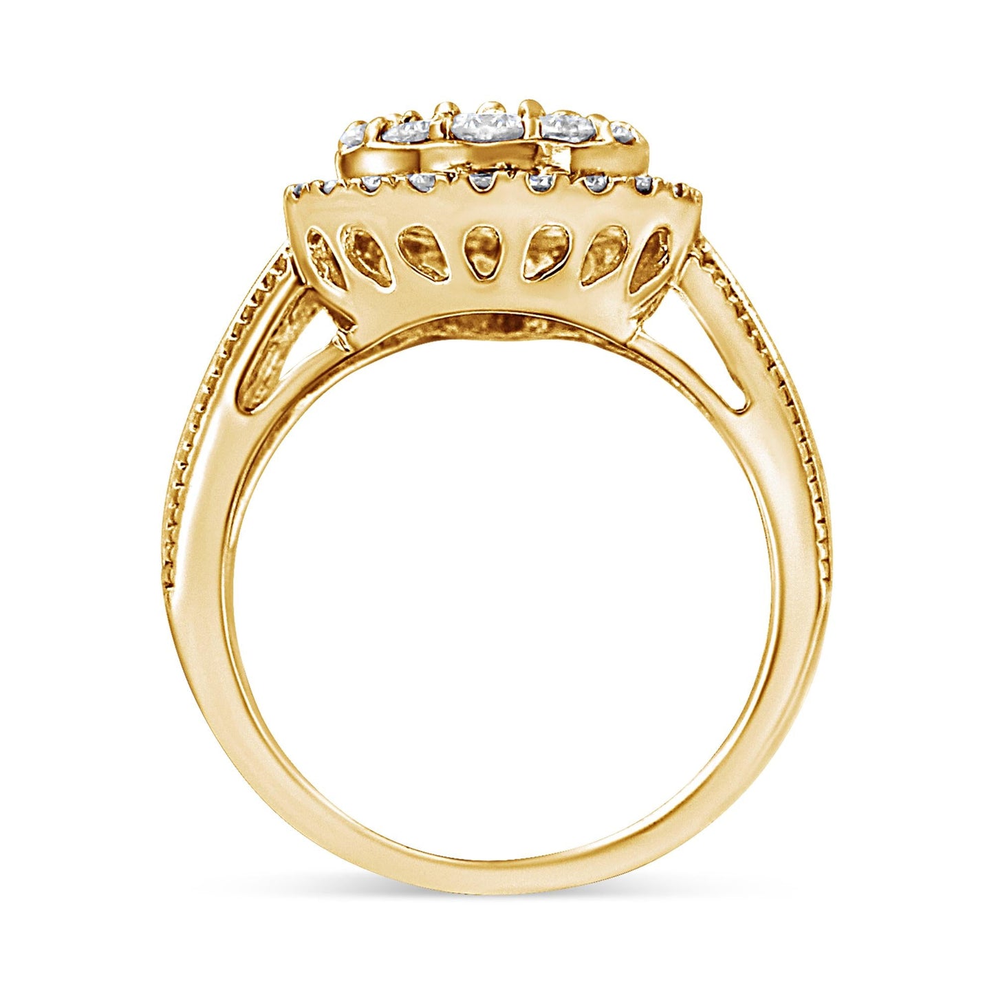 10K Yellow Gold Plated .925 Sterling Silver 1 1/2 Cttw Round-Cut Diamond Cocktail Ring (I-J Color, I1-I2 Clarity)-2