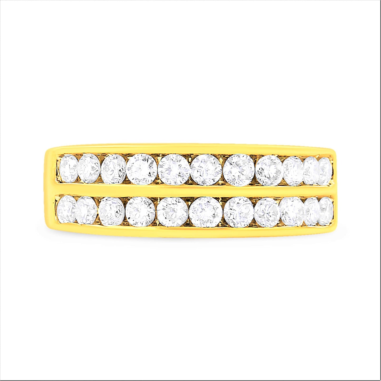 10K Yellow Gold Two-Row Diamond Band Ring (1 Cttw, J-K Color, I1-I2 Clarity)-2