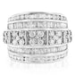 .925 Sterling Silver 2.0 Cttw Round & Baguette Cut Diamond Multi-Row Channel Set Tapered Cocktail Fashion Ring (I-J Color, I3 Clarity)