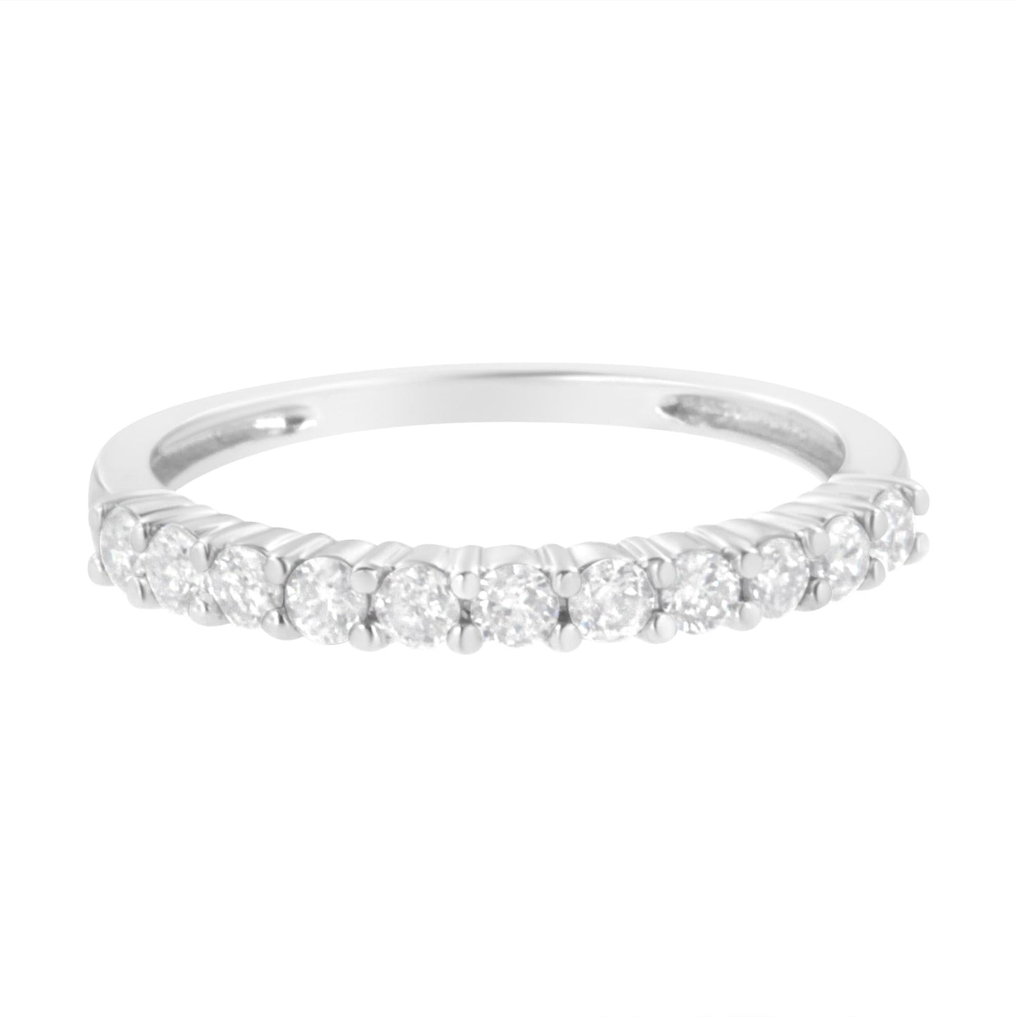 .925 Sterling Silver 1/2 cttw Shared Prong-Set Brilliant Round-Cut Diamond 11 Stone Band Ring (I-J Color, SI2-I1 Clarity)-2