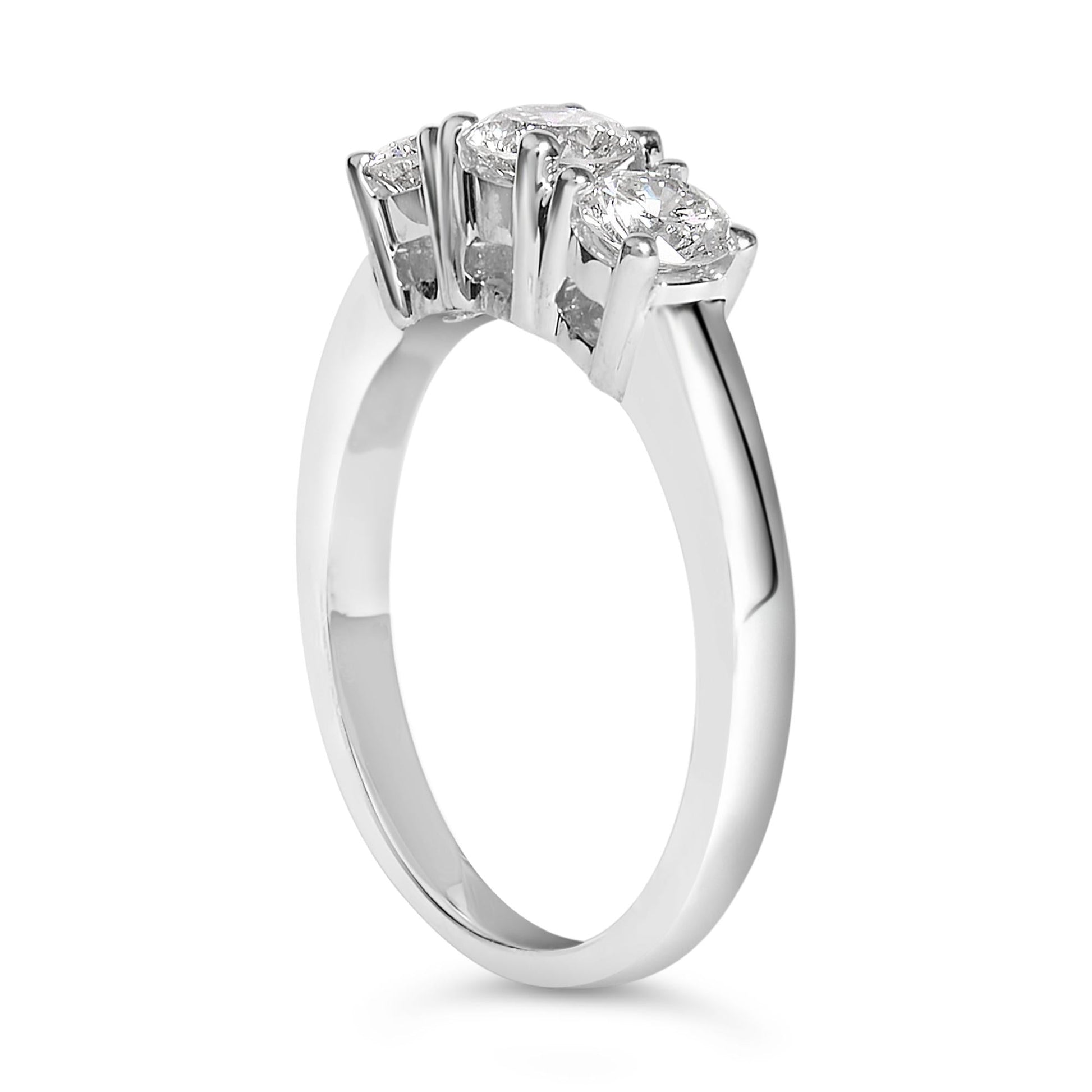 14K White Gold 1.0 Cttw Round Lab Grown Diamond 3 Stone Ring (F-G Color, VS1-VS2 Clarity)-2